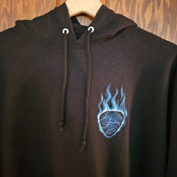 GUITAR BLUE LOGO LIGHTNING FLAMES SWEAT SHIRT PULLOVER HOODIE XL - Picture 5 of 8